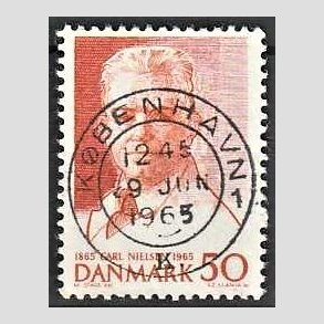 FRIM�RKER DANMARK | 1965 - AFA 435 - Komponist Carl Nielsen - 30 �re oranger�d - Pragt Stemplet