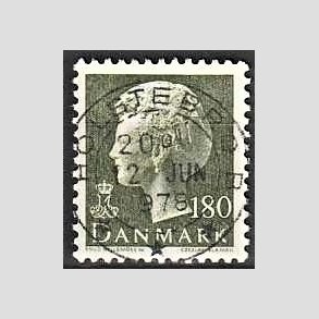 FRIMRKER DANMARK | 1977 - AFA 647 - Dronning Margrethe - 180 re sortgrn - Pragt Stemplet