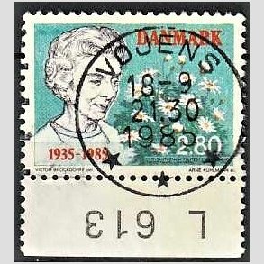 FRIM�RKER DANMARK | 1985 - AFA 832 - Dronning Ingrid 50 �ret - 2,80 Kr. flerfarvet - Pragt Stemplet Vojens