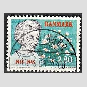 FRIM�RKER DANMARK | 1985 - AFA 832 - Dronning Ingrid 50 �ret - 2,80 Kr. flerfarvet - Pragt Stemplet Helsing�r