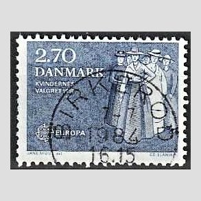 FRIM�RKER DANMARK | 1982 - AFA 748 - Europam�rker - 2,70 Kr. bl� - Lux Stemplet