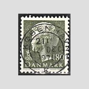 FRIMRKER DANMARK | 1977 - AFA 647 - Dronning Margrethe - 180 re sortgrn - Pragt Stemplet