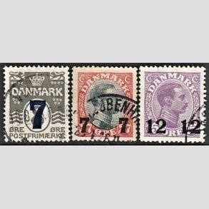 FRIMRKER DANMARK | 1926 -  AFA 157,158,159 - Provisorier i st - Stemplet