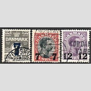 FRIMRKER DANMARK | 1926 -  AFA 157,158,159 - Provisorier i st - Stemplet