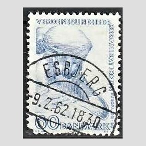FRIM�RKER DANMARK | 1960 - AFA 388 - WHO - 60 �re bl� - Lux Stemplet