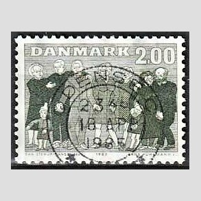 FRIM�RKER DANMARK | 1983 - AFA 785 - �ldre i samfundet - 2,00 Kr. gr�gr�n - Lux Stemplet