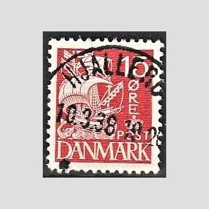 FRIM�RKER DANMARK | 1937-40 - AFA 203a - Karavel 15 �re r�d Type II - Lux Stemplet Hjallerup