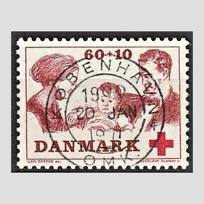 FRIMRKER DANMARK | 1969 - AFA 492 - Dansk Rde Kors velgrendhed - 60 + 10 re brunrd/rd - Pragt Stemplet Kbenhavn