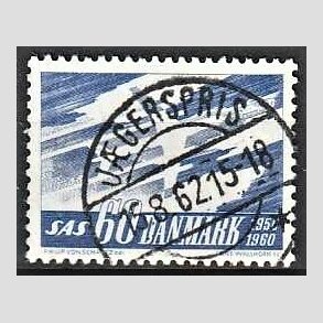 FRIM�RKER DANMARK | 1961 - AFA 391 - SAS 10 �rs jubil�um - 60 �re bl� - Lux Stemplet J�gerspris