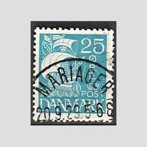 FRIM�RKER DANMARK | 1927 - AFA 171 - Karavel 25 �re bl� - Lux Stemplet Mariager