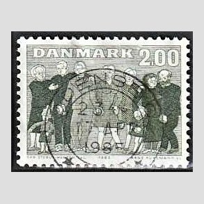 FRIM�RKER DANMARK | 1983 - AFA 785 - �ldre i samfundet - 2,00 Kr. gr�gr�n - Lux Stemplet