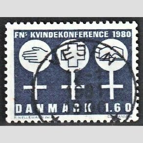 FRIM�RKER DANMARK | 1980 - AFA 697 - FN�s Kvindekonference - 1,60 Kr. bl� - Pragt Stemplet 