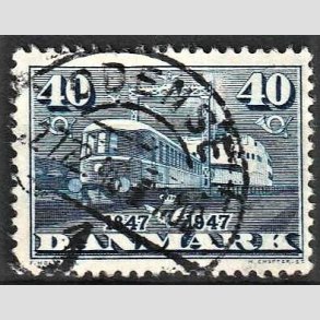 FRIM�RKER DANMARK | 1947 - AFA 304 - Danske jernbaner 100 �r - 40 �re bl� - Pragt Stemplet