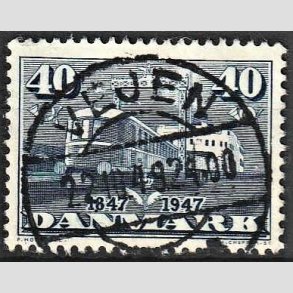 FRIMRKER DANMARK | 1947 - AFA 304 - Danske jernbaner 100 r - 40 re bl - Pragt Stemplet