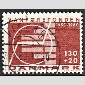 FRIMRKER DANMARK | 1980 - AFA 694 - Vanfrefonden 25 r. - 1,30 Kr. + 20 re brunrd - Lux Stemplet