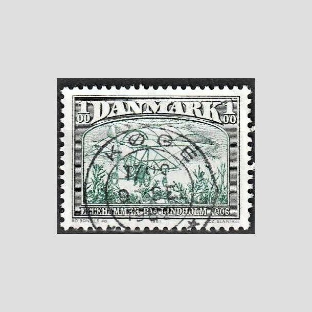 FRIMRKER DANMARK | 1981 - AFA 737 - Flyvning - 1,00 Kr. sortgrn/grn - Pragt Stemplet Kge