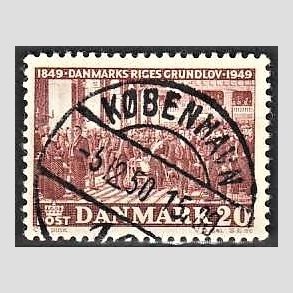 FRIM�RKER DANMARK | 1949 - AFA 315 - Grundloven 100 �r - 20 �re r�dbrun - Lux Stemplet