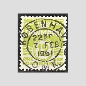 FRIM�RKER DANMARK | 1952-53 - AFA 335 - B�lgelinie 12 �re lysgr�n - Lux Stemplet K�benhavn