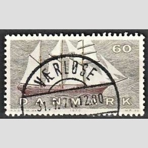 FRIM�RKER DANMARK | 1970 - AFA 505 - Dansk Skibsfart - 60 �re gr�oliv/r�dbrun - Pragt Stemplet