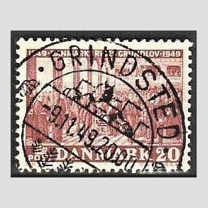 FRIM�RKER DANMARK | 1949 - AFA 315 - Grundloven 100 �r - 20 �re r�dbrun - Lux Stemplet Grindsted