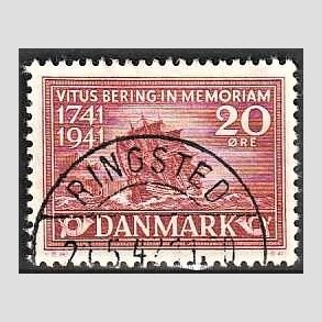 FRIM�RKER DANMARK | 1941 - AFA 271 - Vitus Bering 20 �re r�d - Lux Stemplet