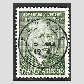FRIM�RKER DANMARK | 1973 - AFA 542 - Johannes V. Jensen - 90 �re gr�n - Pragt Stemplet �lborg