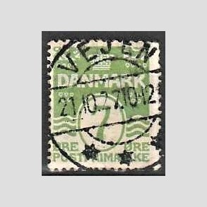 FRIM�RKER DANMARK | 1926-30 - AFA 167 - B�lgelinie 7 �re lysgr�n - Lux Stemplet Vejen