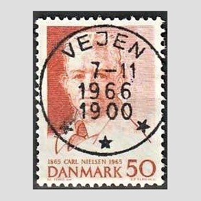 FRIM�RKER DANMARK | 1965 - AFA 435 - Komponist Carl Nielsen - 30 �re oranger�d - Pragt Stemplet Vejen
