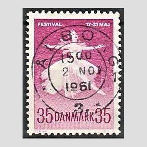 FRIM�RKER DANMARK | 1959 - AFA 377 - Ballet og Musikfestival - 35 �re r�dlilla - Pragt Stemplet