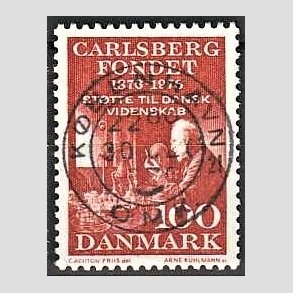 FRIM�RKER DANMARK | 1976 - AFA 626 - Carlsbergfondet 100 �r - 100 �re brunr�d - Pragt Stemplet