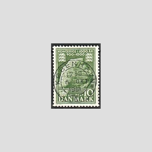 FRIMRKER DANMARK | 1953-56 - AFA 346 - Kongeriget 1000 r - 10 re grn - Pragt Stemplet "KBENHAVN"