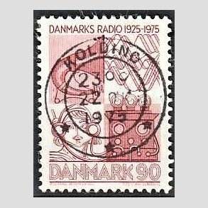 FRIM�RKER DANMARK | 1975 - AFA 583 - Danmarks Radio 50 �r - 90 �re r�d - Pragt Stemplet