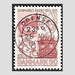 FRIM�RKER DANMARK | 1975 - AFA 583 - Danmarks Radio 50 �r - 90 �re r�d - Pragt Stemplet