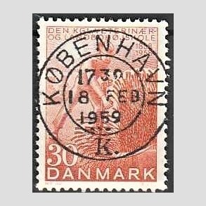FRIM�RKER DANMARK | 1958 - AFA 372 - Landboh�jskolen 100 �r - 30 �re r�d - Pragt Stemplet K�benhavn