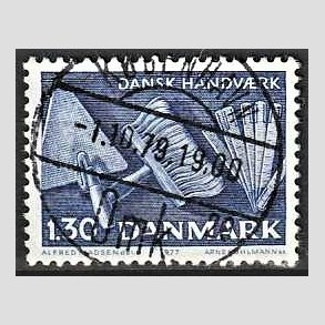 FRIM�RKER DANMARK | 1977 - AFA 643 - Dansk h�ndv�rk - 1,30 Kr. bl� - Pragt Stemplet