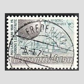 FRIM�RKER DANMARK | 1974 - AFA 581 - Det danske Postv�sen 350 �r - 90 �re brun/bl�gr�n - Lux Stemplet