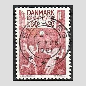 FRIMRKER DANMARK | 1981 - AFA 718 - Brnenes Kontor - 1,60 Kr. + 20 re rd - Pragt Stemplet
