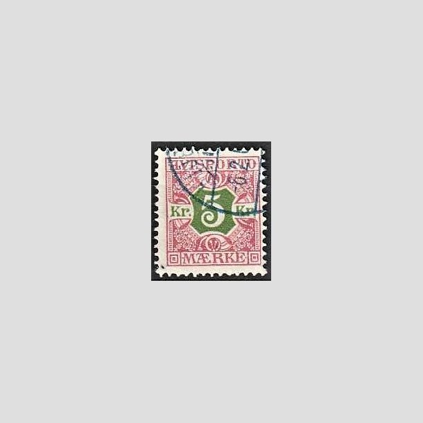 FRIMRKER DANMARK | 1907 - AFA 9 - 5 kr. rd/grn - Stemplet