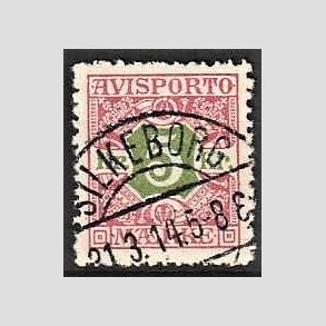 FRIMRKER DANMARK | 1907 - AFA 9 - 5 kr. rd/grn - Stemplet