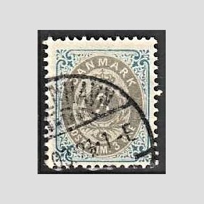 FRIM�RKER DANMARK | 1895 - AFA 22B - 3 �re bl�/gr� - Stemplet