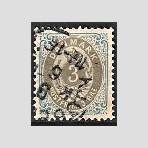 FRIM�RKER DANMARK | 1895 - AFA 22B - 3 �re bl�/gr� - Stemplet