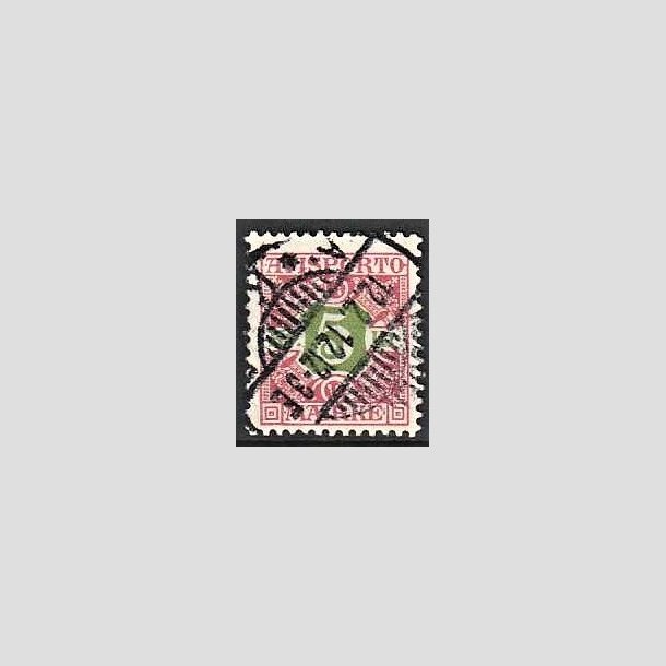 FRIMRKER DANMARK | 1907 - AFA 9 - 5 kr. rd/grn - Stemplet