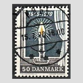 FRIM�RKER DANMARK | 1970 - AFA 496 - Danmark bes�ttelses oph�r 25 �r - 50 �re brun/gul/gr� - Pragt Stemplet
