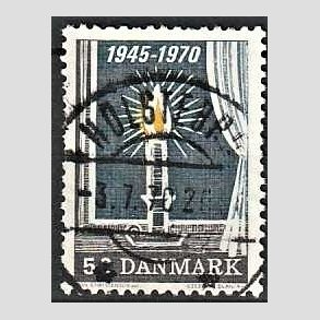 FRIM�RKER DANMARK | 1970 - AFA 496 - Danmark bes�ttelses oph�r 25 �r - 50 �re brun/gul/gr� - Pragt Stemplet