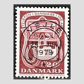 FRIM�RKER DANMARK | 1979 - AFA 672 - Telefonen 100 �r - 1,20 Kr. r�d - Pragt Stemplet Vejle