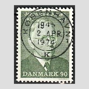 FRIM�RKER DANMARK | 1973 - AFA 542 - Johannes V. Jensen - 90 �re gr�n - Pragt Stemplet