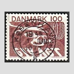 FRIM�RKER DANMARK | 1977 - AFA 634 - Ny f�rdselslov - 100 �re r�dbrun - Pragt Stemplet
