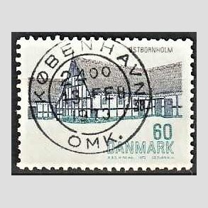 FRIM�RKER DANMARK | 1972 - AFA 539 - Dansk bygningskunst - 60 �re bl�/gr�n/sort - Pragt Stemplet