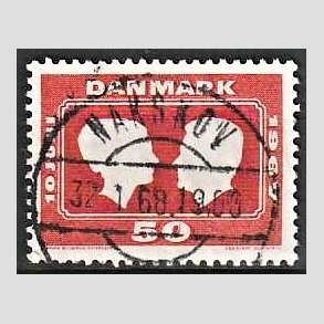 FRIM�RKER DANMARK | 1967 - AFA 458F - Kongeligt bryllup - 50 �re r�d - Pragt Stemplet Nakskov