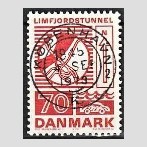 FRIM�RKER DANMARK | 1972 - AFA 536 - Trafiktekniske anl�g - 70 �re r�d - Pragt Stemplet